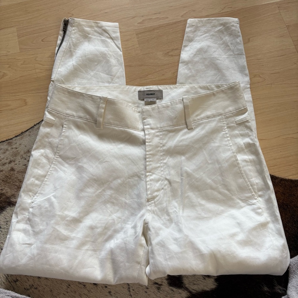 HELMUT‎ LANG White Pants Ankle Zipper Size 0